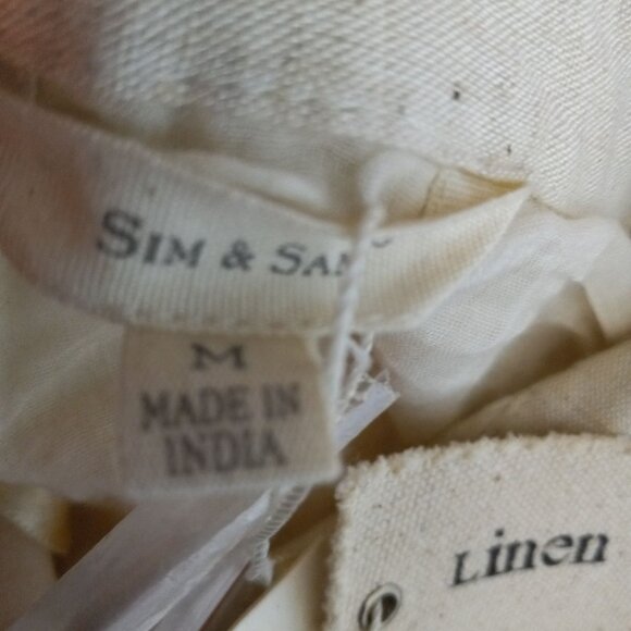 Sim & Sam Size M Medium Romper Linen Blend Lined Sleeveless Button Front NEW - Picture 2 of 6